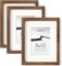 Picture Frame Set of 3, USA-Sourced Natural Walnut Wood Photo Collage Frame with HD Tempered Glass, Modern Simple 8 x 10 Wooden Frame Matted to 5x7 Gallery Frames for Art Wall or Tabletop Display
